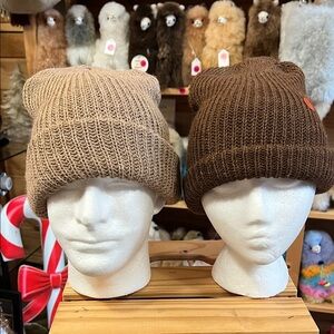 US alpaca Cozy Knit cardigan unisex Beanies in Tan and Brown